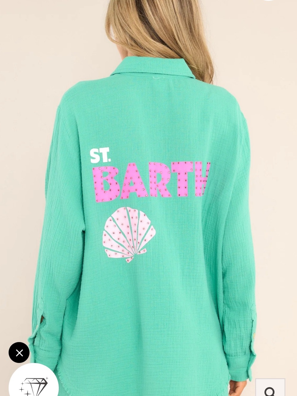 Surf Gypsy Mint Green Tunic with Pink "St. Bart" Graphic
